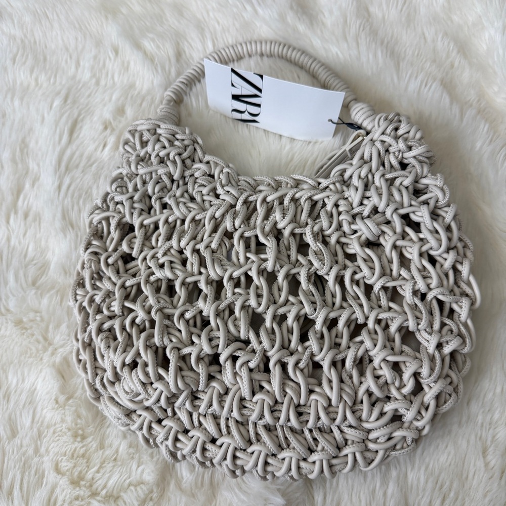 Zara Topstitched Woven Handbag new with tags - Picture 5 of 6